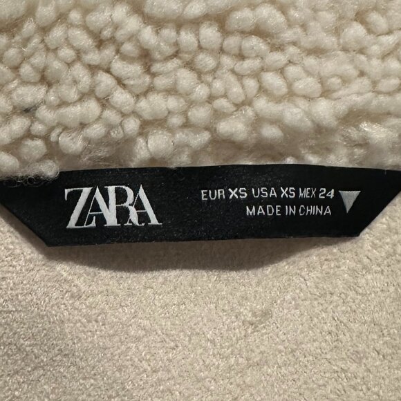 Zara Cream Sherpa Cropped Jacket XS - Picture 7 of 7